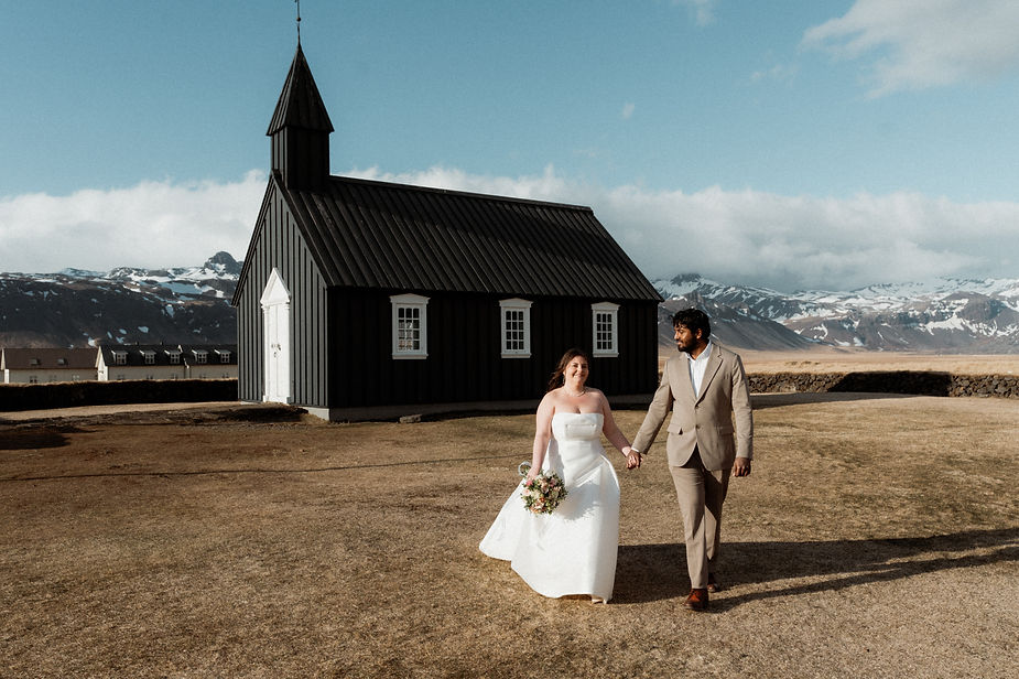 Búðakirkja (Búðir Black Church) in Iceland, a unique location for elopement ceremonies and cultural travel.